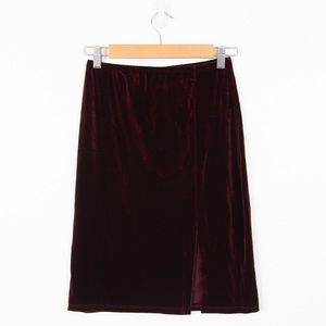 Vintage Y2K Eye Candy Dark Red Velveteen Side Slit Mini Skirt